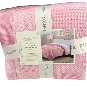 Rachel Zoe Cotton Stonewash Pink Full/Queen Quilt 88”x92”